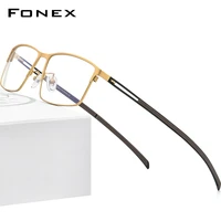 fonex titanium alloy eyeglasses men 2021 square prescription glasses myopia optical frames korean screwless eyewear f1010