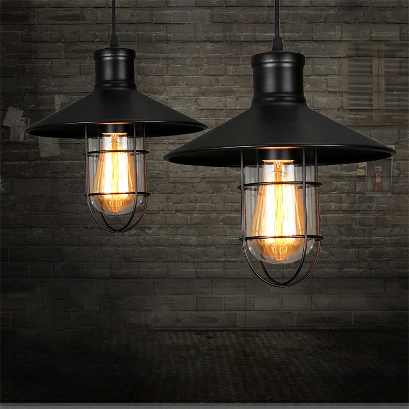 Подвесной светильник в индустриальном стиле черный винтажный на остров с