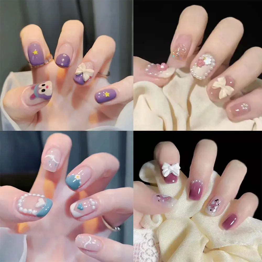 

Press On Nails Detachable Full Cover Manicure Tool Fake Nails Wearable Short Round/Square Head False Nails Nail Tips