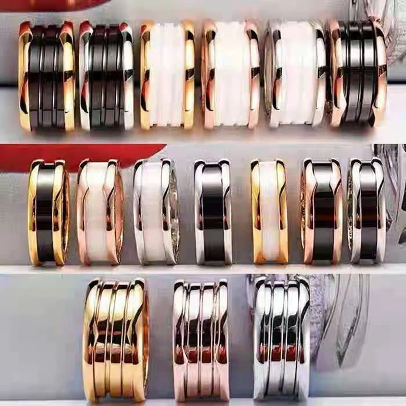 

2021 best selling classic original brand black and white bv men's and women's ceramic ring luxury jewelry