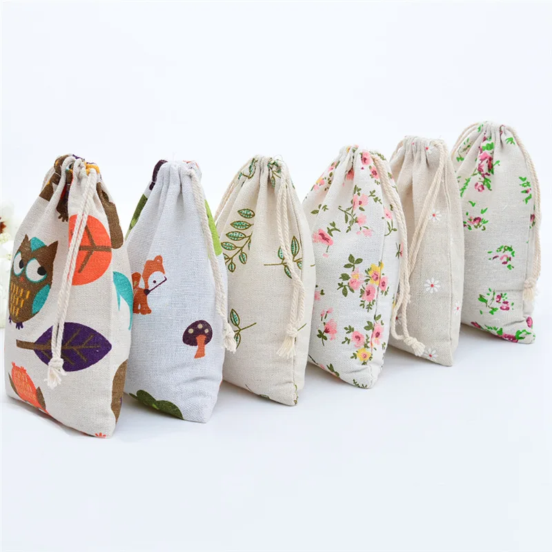 Пакеты для ювелирных изделий из хлопка и льна с принтом | Украшения аксессуары