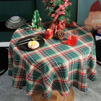 round tablecloths on the table cotton fabric christmas table cloth for home kitchen decor accessories plaid picnic blanket party