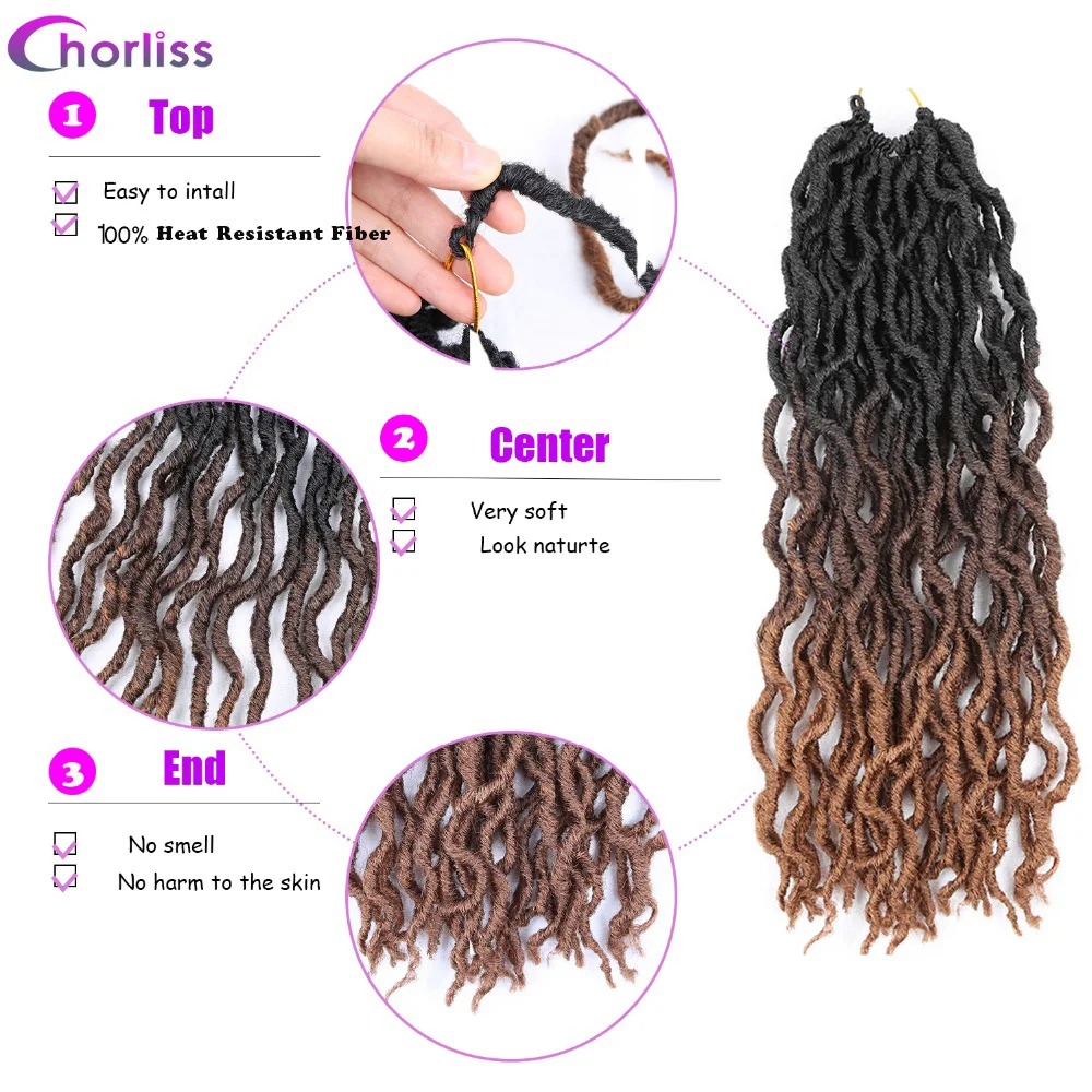 Ombre Goddess Locs синтетические вязанные косички волос 20 дюймов Chorliss женские