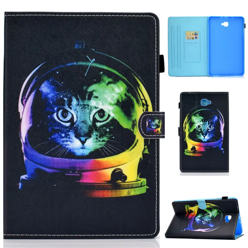 SM-T585 чехол для планшета для samsung Galaxy Tab A A6 10," SM-T580 T580 T585 T585N, умный чехол, чехол с мультяшным котом+ пленка+ ручка - Цвет: S039