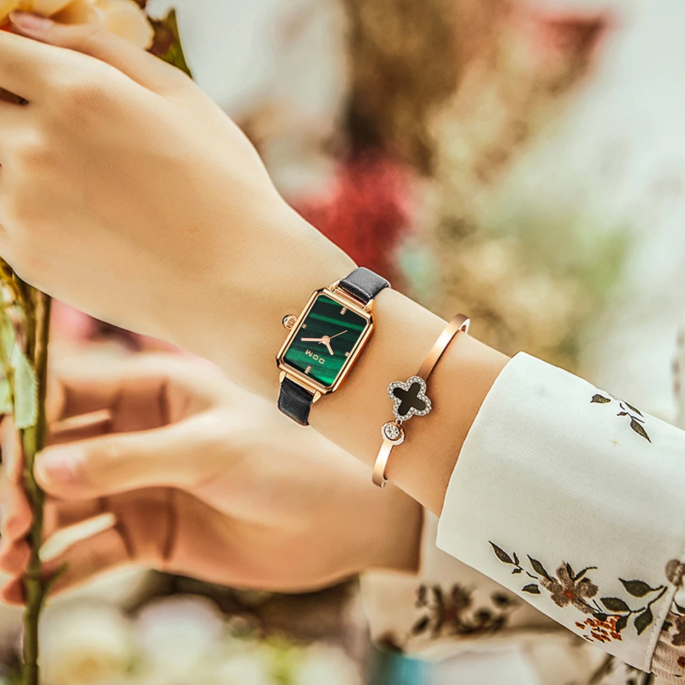 

DOM Green Small Dial Ladies Watch Luxury Fashion Casual Simple Quartz Watches Waterproof Leather Women's Watch Clock reloj mujer