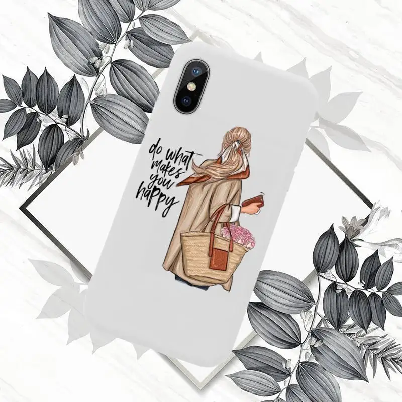 

Fashion cartoon beautiful Lady Phone Case Candy Color for iPhone 11 12 mini pro XS MAX 8 7 6 6S Plus X SE 2020 XR
