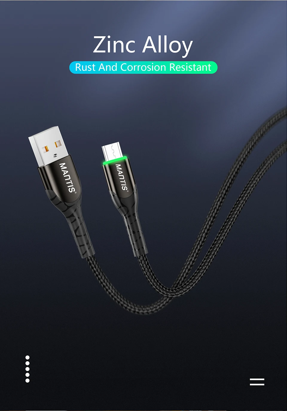 MANTIS 3 м 2 м светодиодный кабель Micro Usb для samsung Xiaomi 3A Быстрая зарядка зарядное устройство через Micro Usb Android мобильный телефон кабель для передачи данных