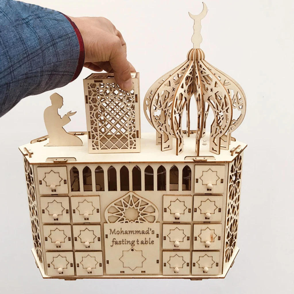 

Eid Mubarak календарь DIY Рамадан украшения деревянный ящик вечерние ничный Декор