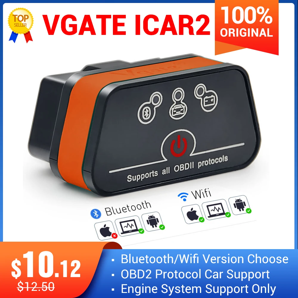 Автомобильный диагностический сканер Vgate iCar2 ELM327 V2.1 Obd2 Bluetooth Elm 327 Obd 2 Wifi icar