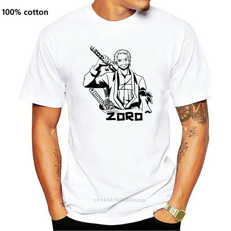 

New Roronoa Zoro Sword T Shirt Straw Hat Pirate One Piece Anime Black White Top Mens Funny Design Tee Shirt