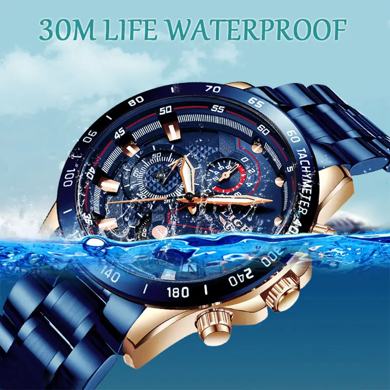 LIGE Watch Men Business Waterproof Clock Mens Watches Top Brand Luxury Fashion Casual Sport Quartz Wristwatch Relogio Masculino | Наручные