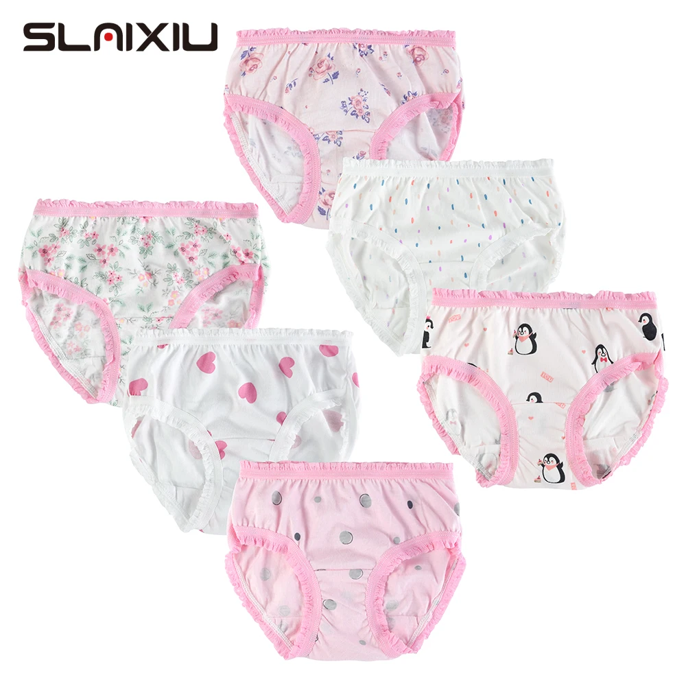 Bragas de algod&oacute;n para ni&ntilde;as, ropa interior para adolescentes, pantalones cortos, 6 unids/lote-0