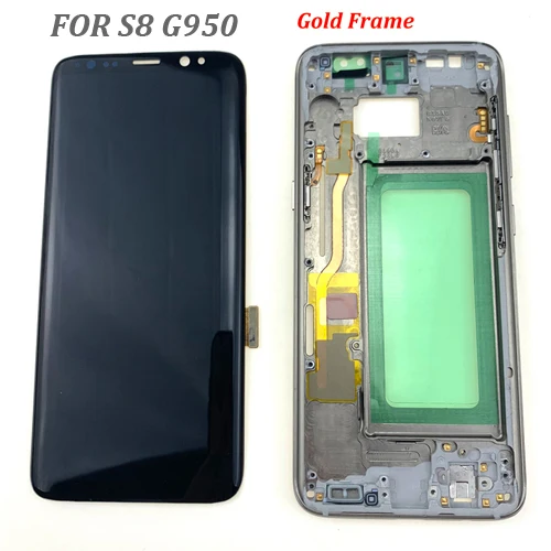 S8 Gold Frame Для SAMSUNG Galaxy S8 G950 G950F ЖК-дисплей сенсорный экран дигитайзер Замена для SAMSUNG S8 Plus G955 G955F ЖК-дисплей с рамкой - Цвет: S8 Gold Frame
