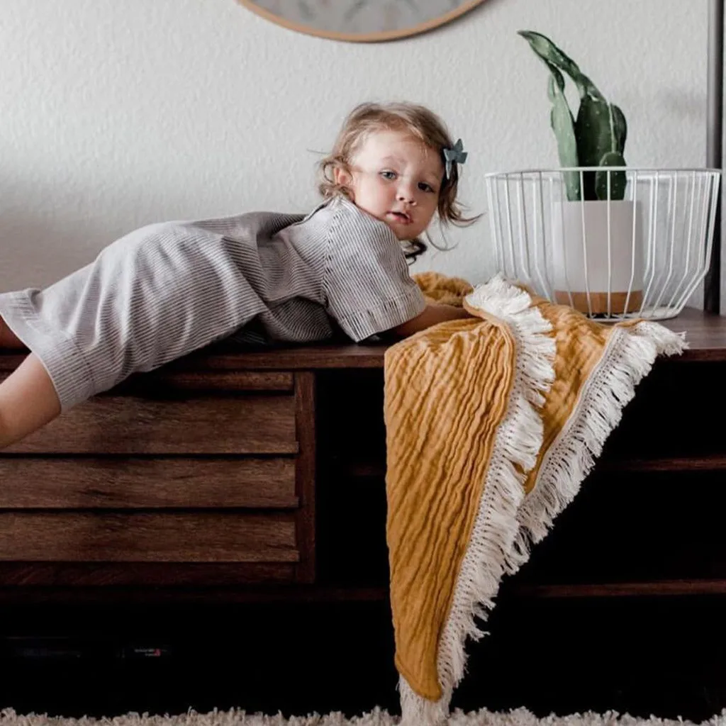 ARLONEET из муслина для новорожденных твердое банное полотенце с кисточкой детское