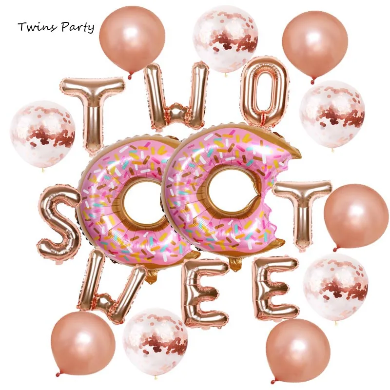Шары из фольги в виде двух надписей Пончик для вечерние ринки честь Дня рождения