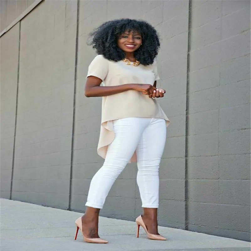 Женская шифоновая футболка с круглым вырезом Повседневная летняя Однотонная