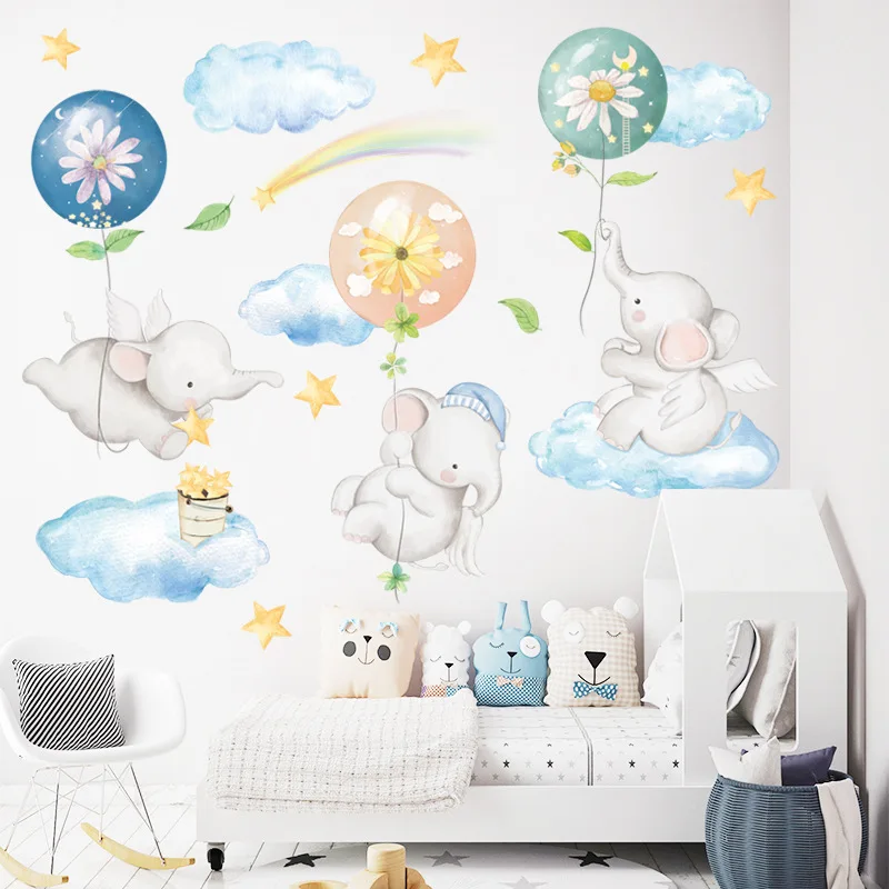 Мультфильм наклейки на стену в виде слона одежда с принтом животными для
