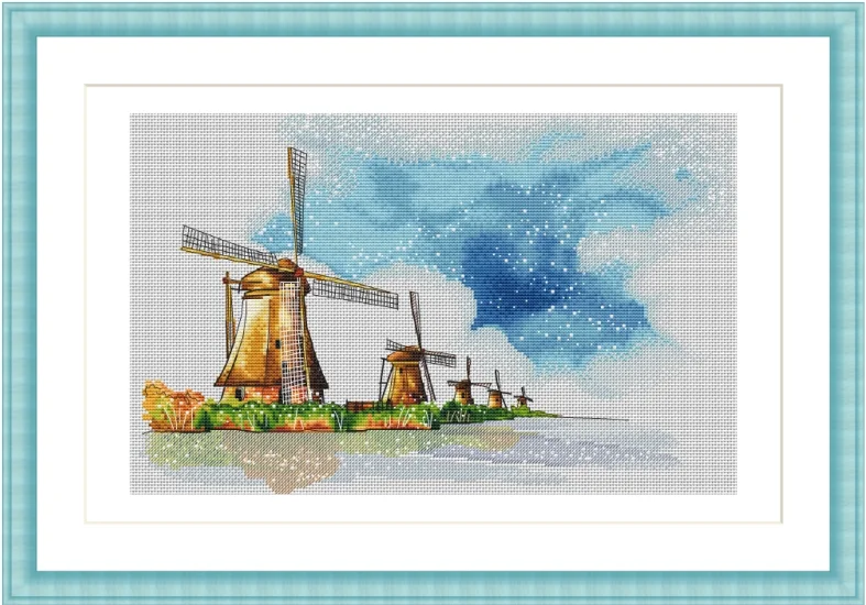 

GG RS cotton self-matching cross stitch Cross stitch RS cotton comes with no prints No prints windmill