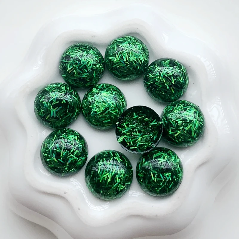 Green 20 штук, блестящие круглые полимерные стразы, 12 мм(толщина мм), милые плоские с оборота узоры из страз, сделай сам, свадебные аппликации, рукоделие - Цвет: Green