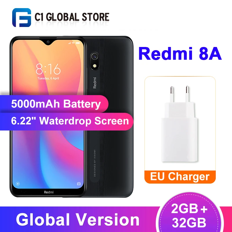 Xiaomi Redmi 8A смартфон с восьмиядерным процессором Snapdargon 439 ОЗУ 2 Гб ПЗУ 32 ГБ 12 МП 5000 мАч