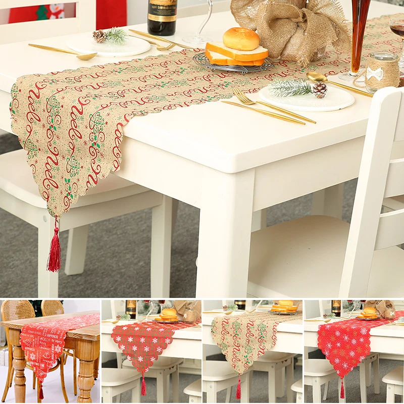 

Рождественские декоративные скатерти, льняная скатерть с кисточками, украшение для обеденного стола для фестиваля I88