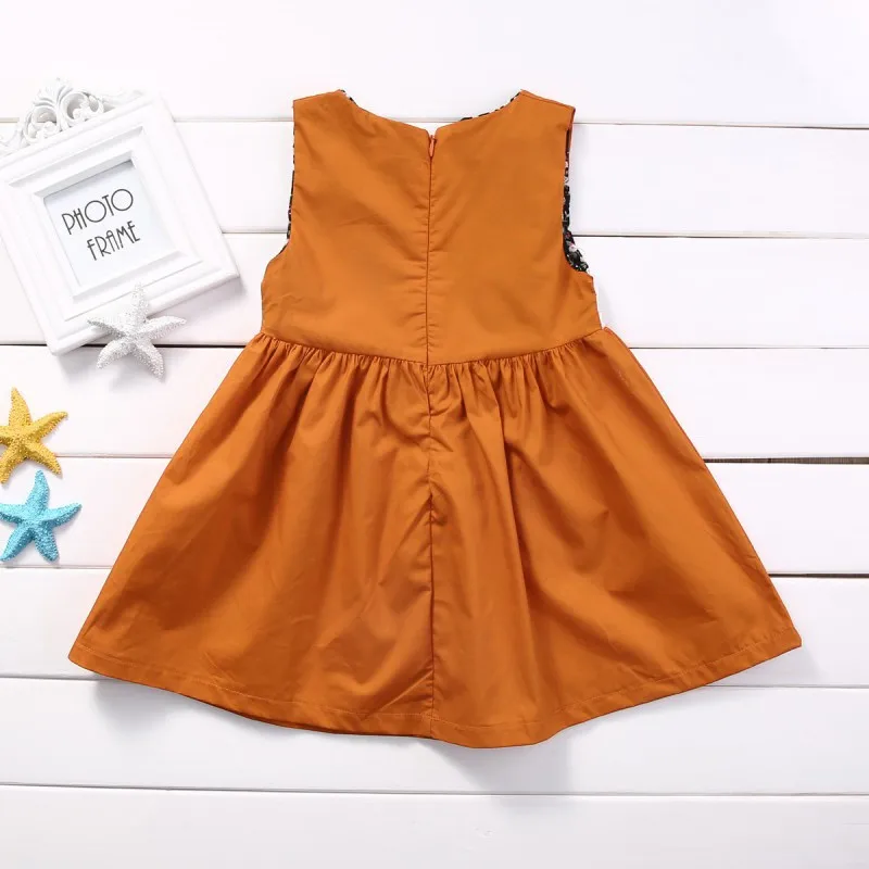Kids Baby Girls Summer Dress Sleeveless Orange Cute Cartoon Back Zipper Fox Fancy Princess Party Tulle Tutu Dresses | Детская одежда и