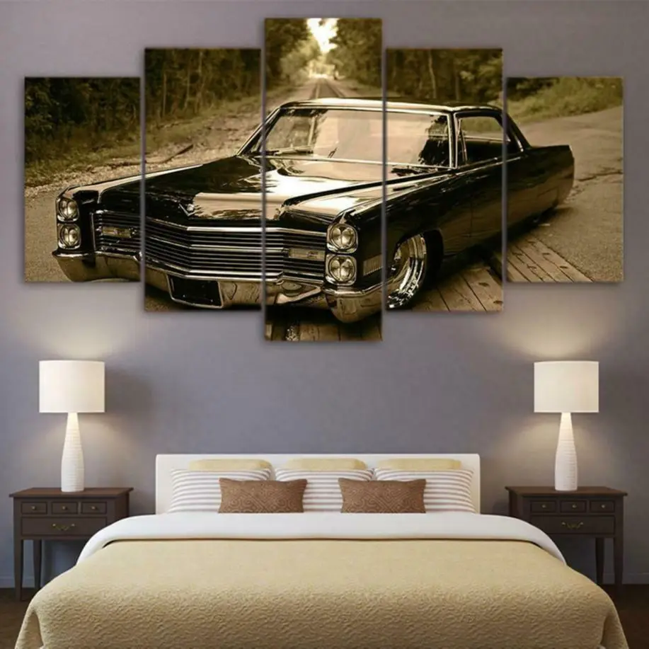 

The Low Rider Vintage Car Modular 5 Pieces Wall Art Canvas Posters Paintings for Living Room Home Decor Pictures Decoration
