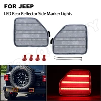 2x smoked lens led rear bumper reflector side marker light for jeep wrangler 2018 2019 high power red tail light side mark lamps