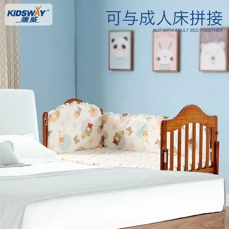 Детская кровать сшивание большая многофункциональная твердая деревянная