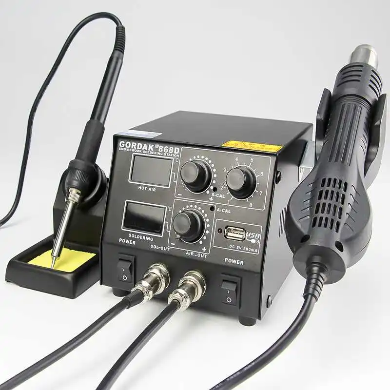 B GORDAK 868D 2 в 1 500 Вт паяльная станция SMD паяльная станция горячий воздушный пистолет Электрический паяльник для сварки ремонтные инструменты - Цвет: B