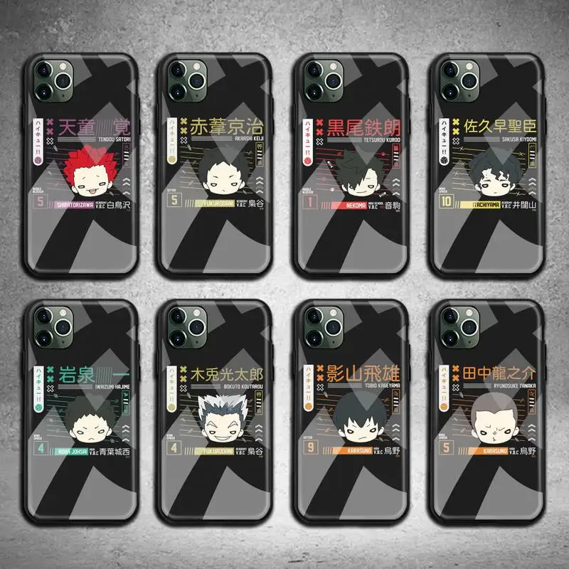 

Haikyuu!! Phone Case Tempered Glass For iPhone 12 pro max mini 11 Pro XR XS MAX 8 X 7 6S 6 Plus SE 2020 case