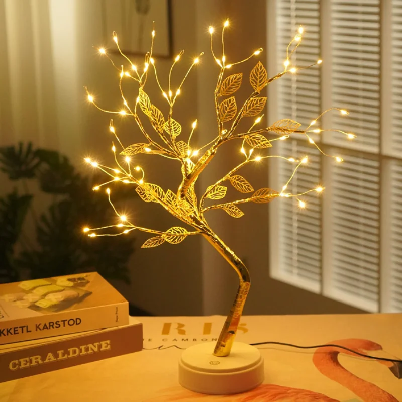 

LED Night Light Mini Christmas Tree Copper Wire Garland Lamp for Home Kids Bedroom Home Decor Fairy Room Lights Holiday Lighting