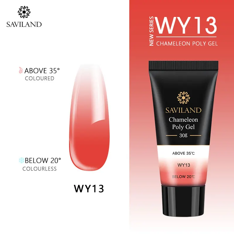 30ml WY13 SAVILAND поли гель меняющий цвет 30 мл 15 мл термальный поли гель наращивание ногтей быстро желе кристалл УФ строительный гель для полировки дизайн - Цвет: 30ml WY13