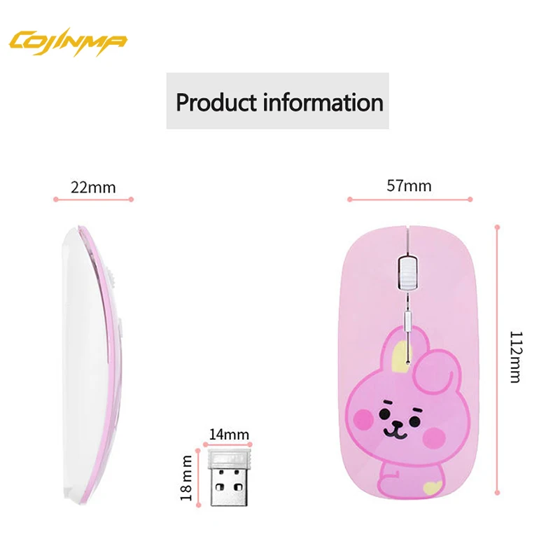 

COJINMA 2.4GHz Wireless Mouse BT21 Baby Cute Shape Portable USB Mice for PC Laptop Computer Notebook MacBook Kids Girl Gift