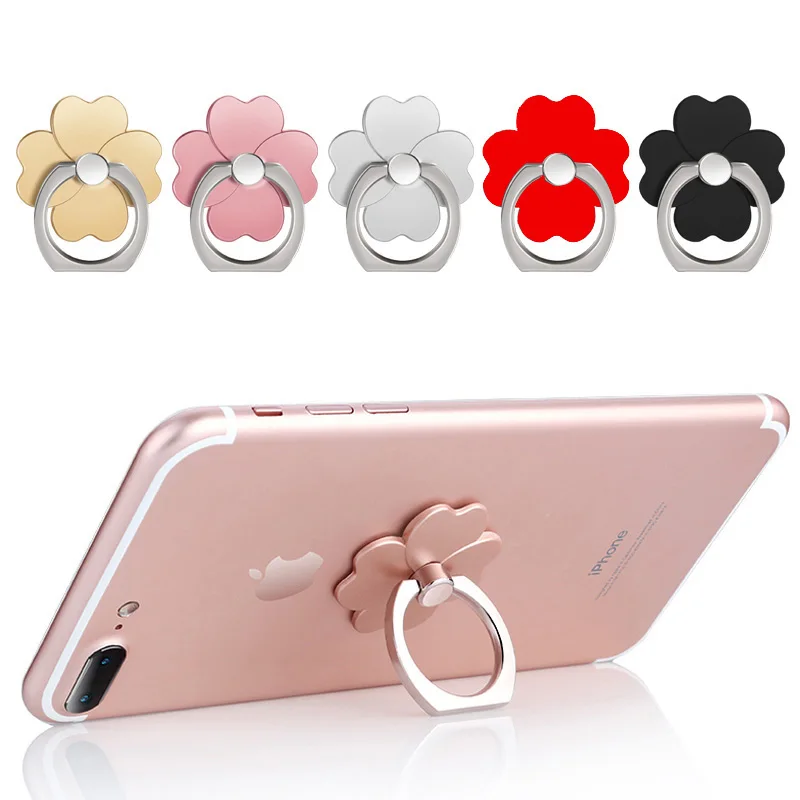 phone finger ring holder lucky clover flower universal accessories grip desk stand mount mobile cell phone sent phone holder free global shipping