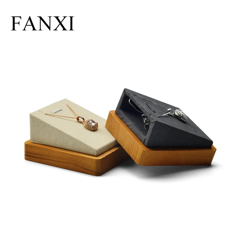 Oirlv Новый витринный стенд для ожерелья из цельного дерева с подвеской микрофибры