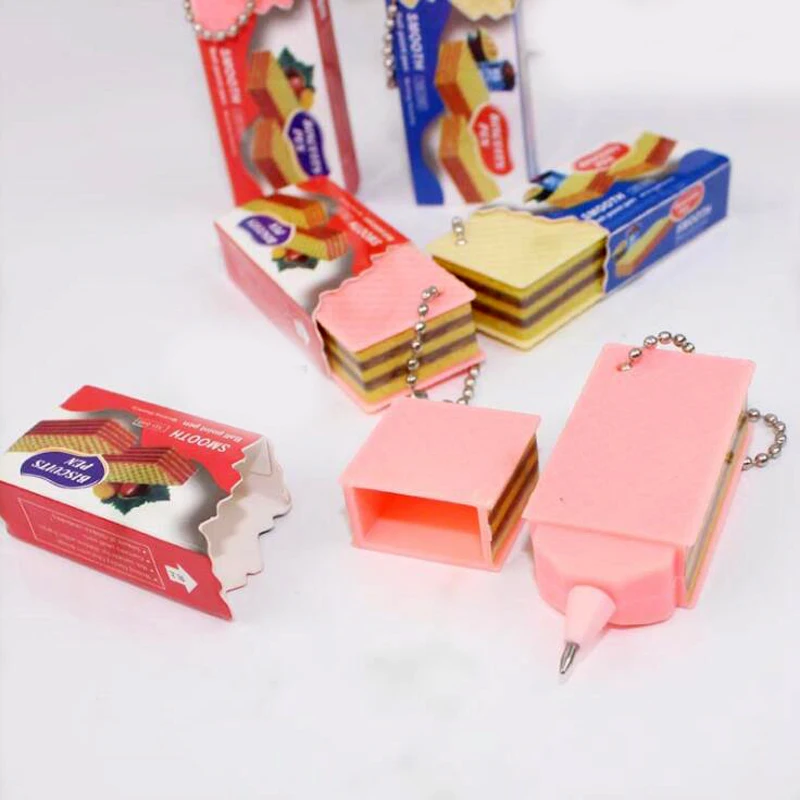 Новый мультфильм шоколадный сэндвич вафельный бисквит Синяя Шариковая ручка