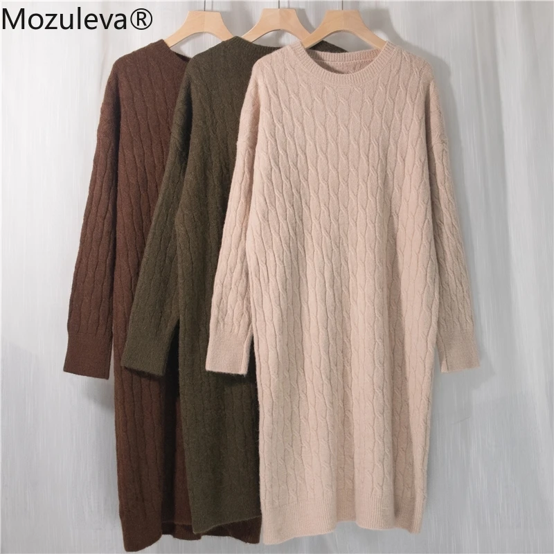 Женское трикотажное платье-свитер Mozuleva теплое платье средней длины большого