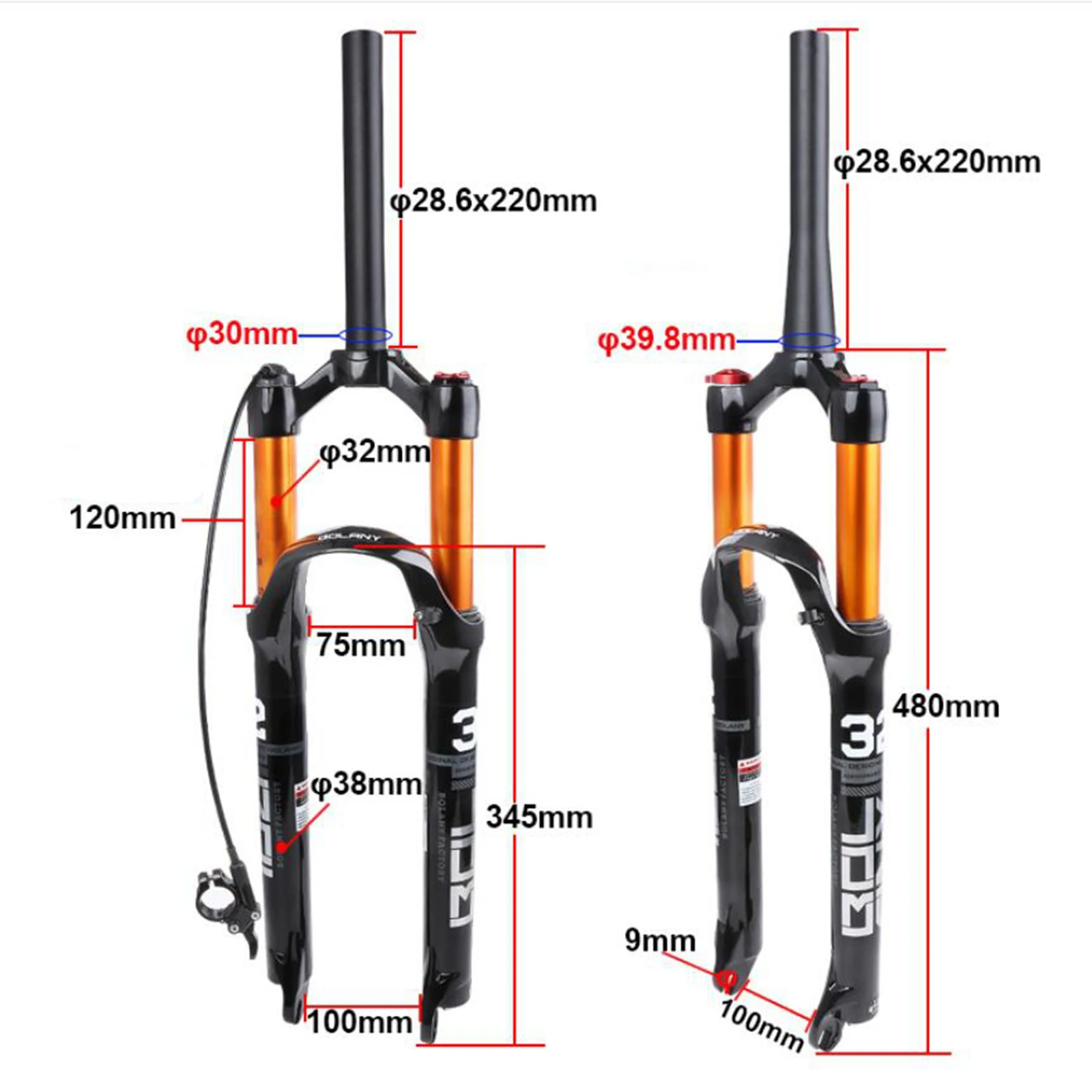 

26/27.5/29 inch Fork, 120mm Travel , 28.6mm Straight Tube Manual Lockout Alloy Mountain Bike Shockproof Front Forks