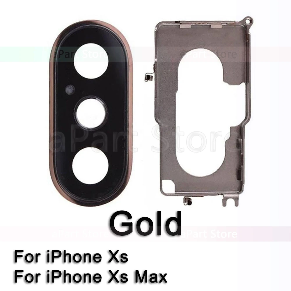 Для iPhone X Xs Max XR сапфировое стекло задняя камера стекло объектив кольцо Крышка Оригинальная Запасная часть - Цвет: Xs Gold