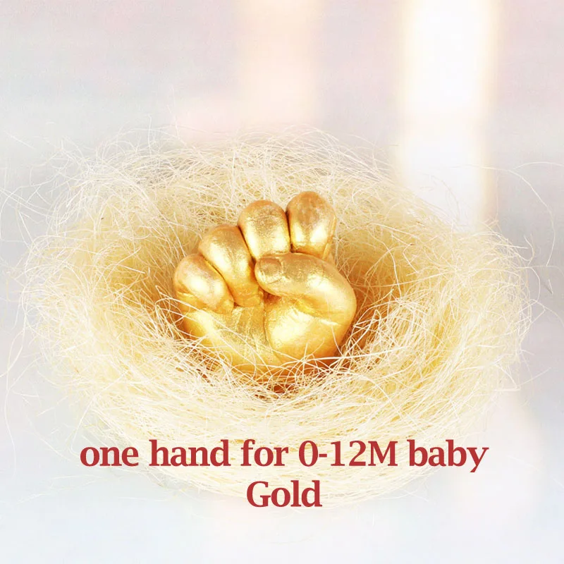 0-12M baby-gold Oklady 3D Ручная форма для печати ног для детского порошка штукатурка литья комплект отпечаток руки подарок на память детский памятник для роста - Цвет: 0-12M baby-gold