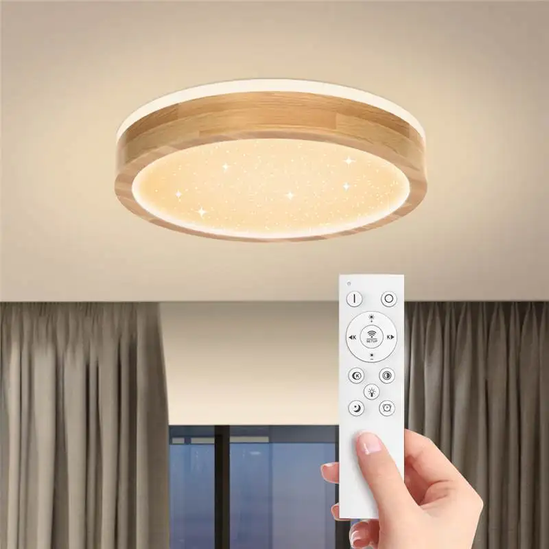 저렴한 DIGOO DG-MD1015 45W 40CM 나무 천장 조명 더블 라이트 컬러 무단 디밍 별이 빛나는 원격 제어 랜 턴