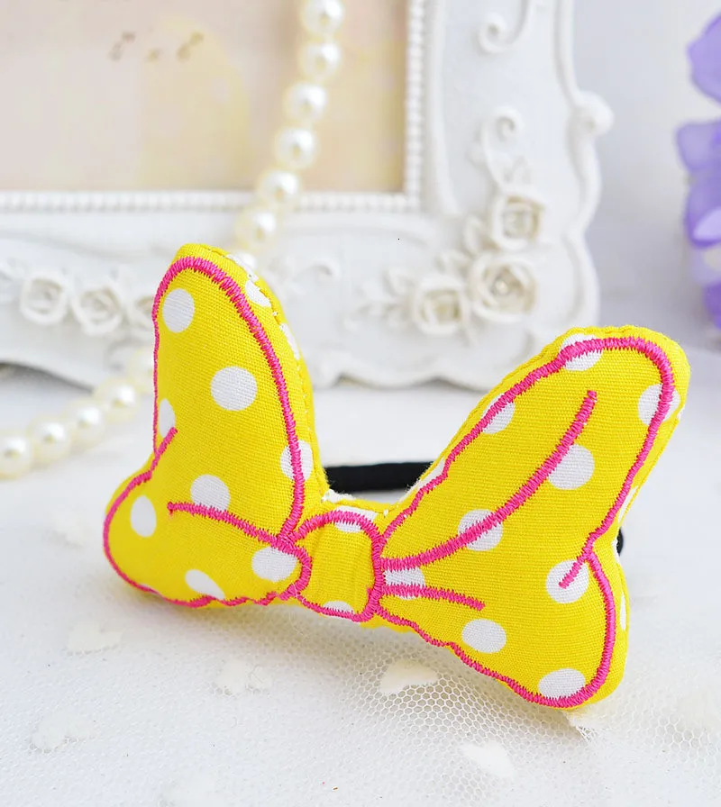 Модная повязка для волос для девочек в горошек с принтом Микки-Мауса; резинки для волос для девочек; эластичная лента для волос; стереоскопический бант; аксессуары для волос