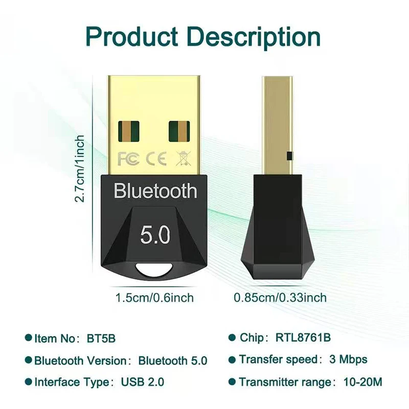USB Bluetooth-адаптер для ПК беспроводной мыши клавиатуры PS4 Aux аудио Bluetooth 5 | Мобильные