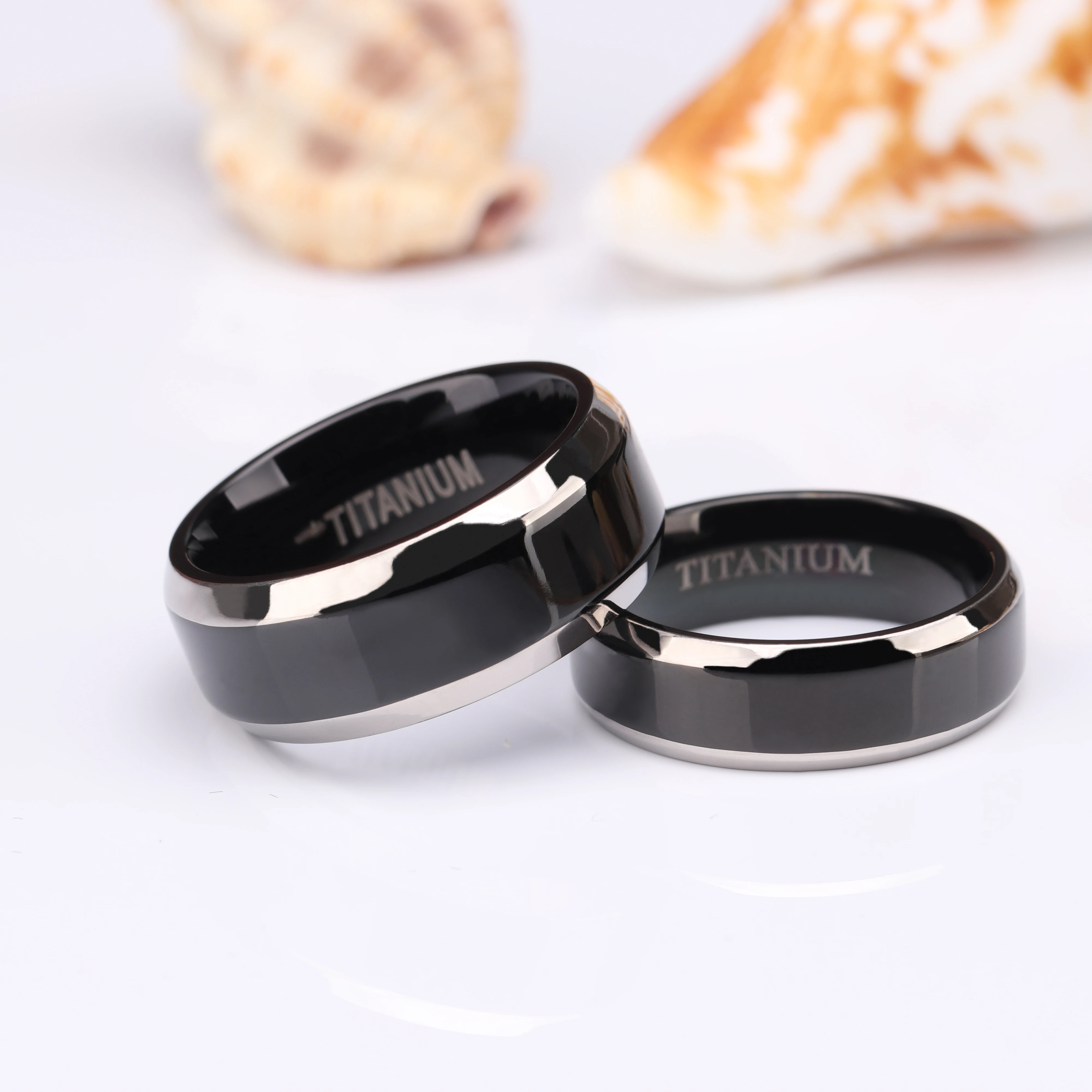 

Kolmnsta Men Ring Black Luxury Wedding Band Pure Titanium Polished for Women Lover Rings Couple Engagement Jewelry Size 4-14