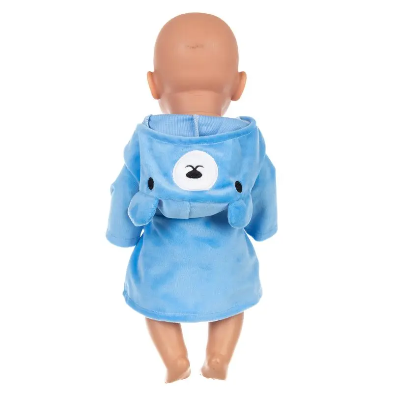 

2021 New Blue Bear One-piece Robe Pajamas Clothes Fit 43Cm Baby New Born Doll Clothes Accessories For Baby Birthday Gift