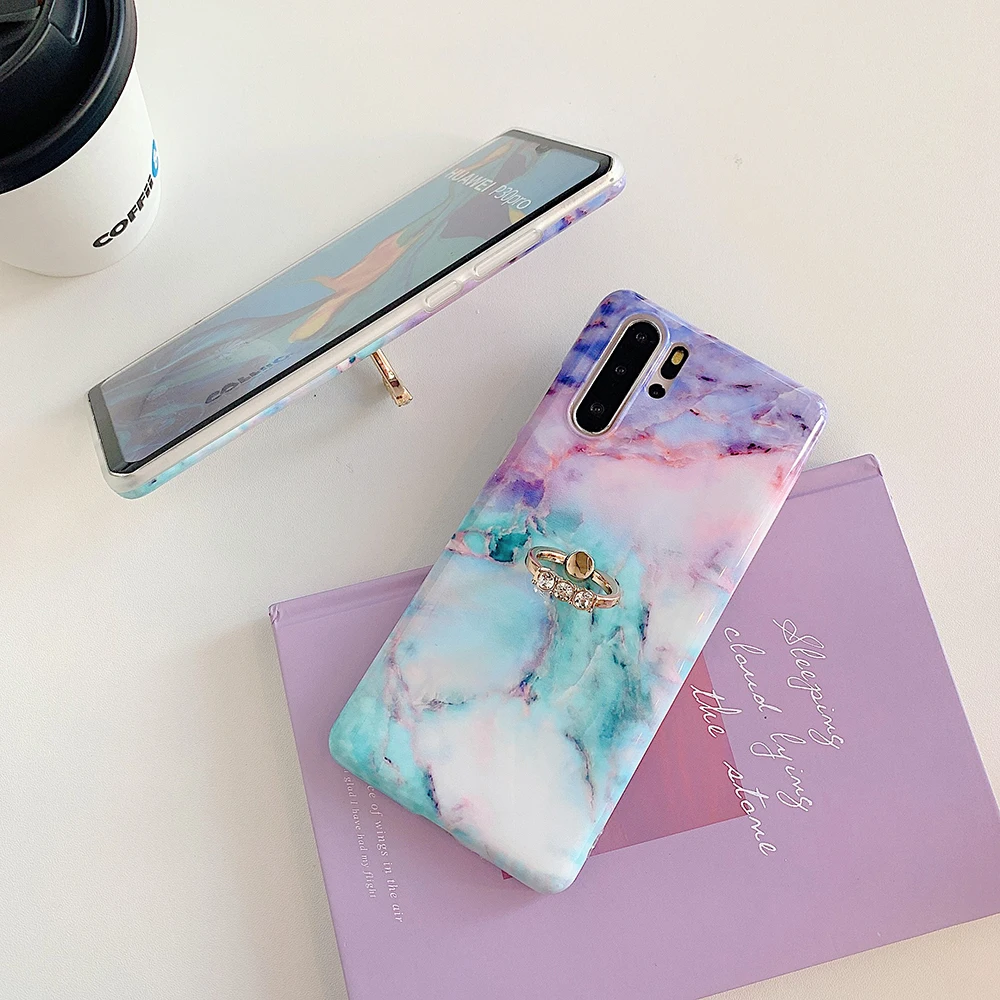 Чехол LOVECOM с градиентным мраморным рисунком и кольцом-держателем для Samsung Note 20 S8 S9