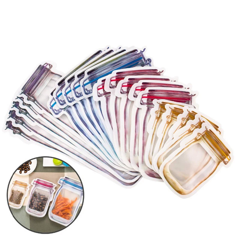 Многоразовые мешки с застежкой молнией Mason Jar портативные для гаек конфет печенья