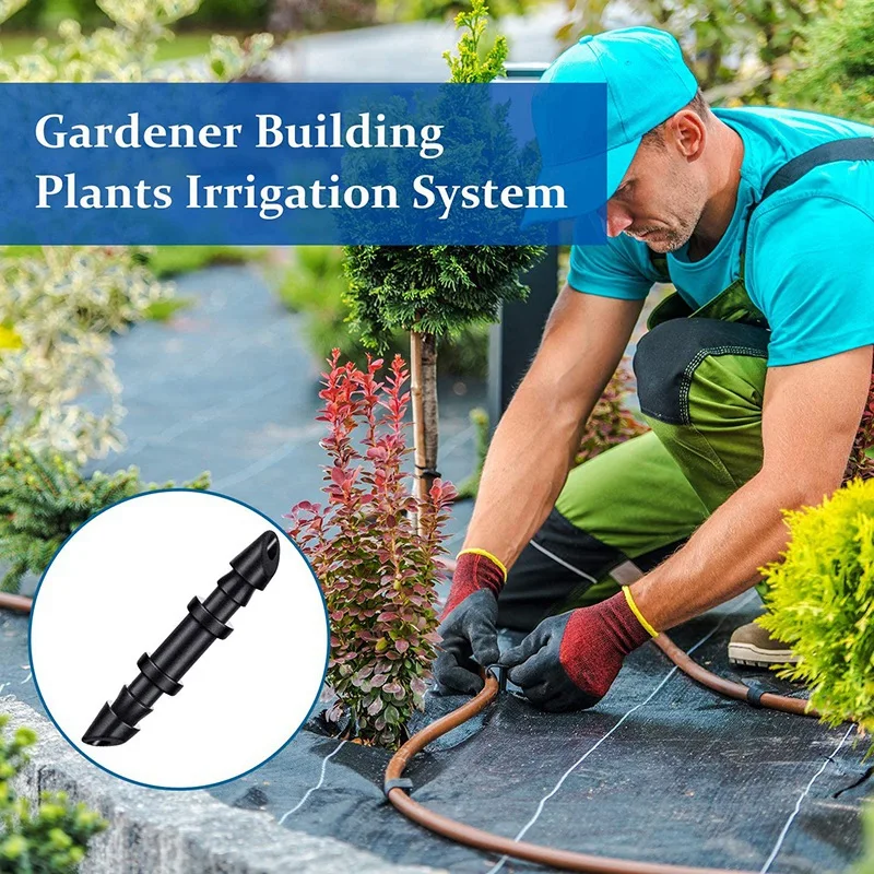 

300 Pcs Single Barbed Connectors 1/4 Inch Drip Irrigation Barbed Coupling Fitting with 250 Pcs Irrigation Fittings Kit