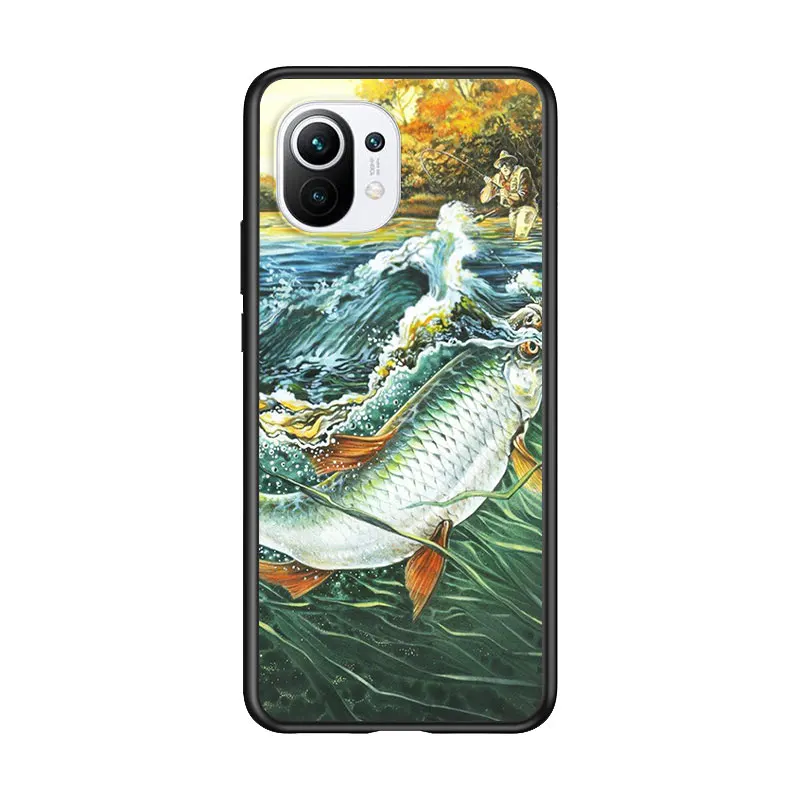 

Trout Panel Fish Fishing for Xiaomi Mi 11 10T Note 10 Ultra 5G 9 9T SE 8 A3 A2 A1 6X Pro Play F1 Lite 5G Black Phone Case